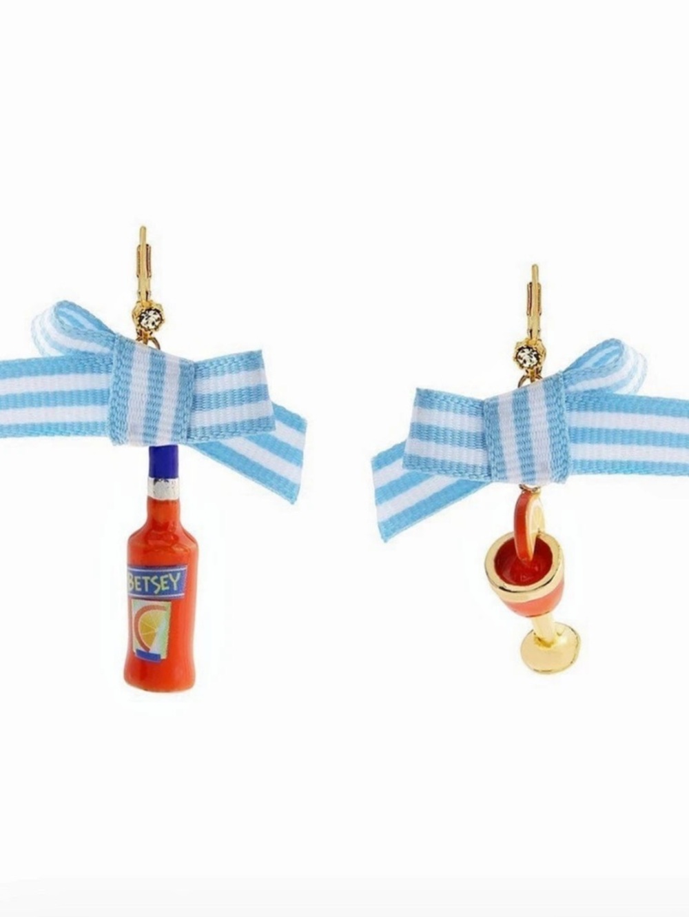 New Betsey Johnson Orange Girl Dinner Betsey Spritz Drop Earrings